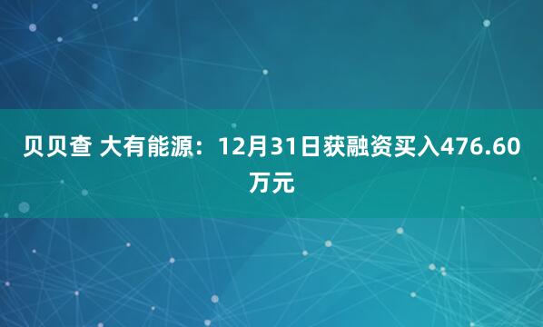 贝贝查 大有能源：12月31日获融资买入476.60万元